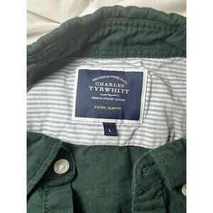 Charles Tyrwhitt Extra Slim Fit Rich Dark Green Cotton Dress Shirt / Men's Large